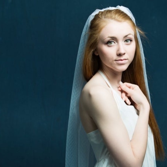 Wedding Veil Dotted Point D' Esprit Bridal Bride - Picture 1 of 7